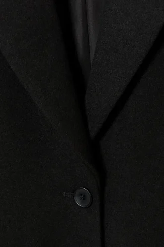 Long Single-Breasted Slim Fit Coat – Black