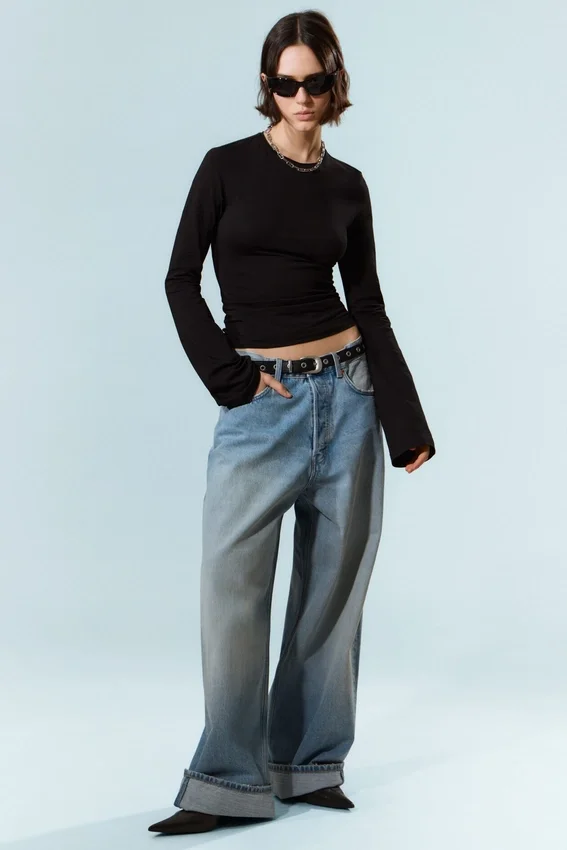 Long Sleeve Cotton Top – Black Long Sleeve Cotton Top – Black