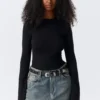 Long Sleeve Cotton Top – Black Long Sleeve Cotton Top – Black
