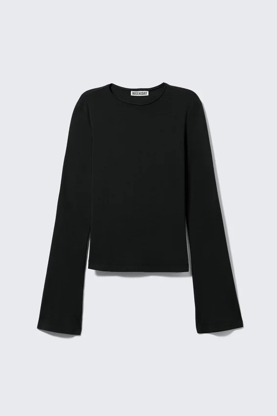 Long Sleeve Cotton Top – Black Long Sleeve Cotton Top – Black