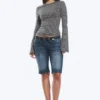 Long Sleeve Cotton Top – Black & Grey Stripes Long Sleeve Cotton Top – Black & Grey Stripes