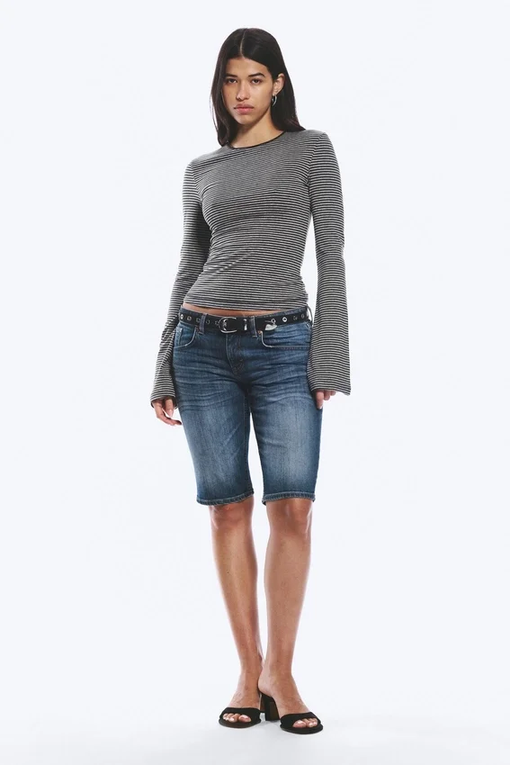 Long Sleeve Cotton Top – Black & Grey Stripes Long Sleeve Cotton Top – Black & Grey Stripes