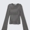 Long Sleeve Cotton Top – Black & Grey Stripes Long Sleeve Cotton Top – Black & Grey Stripes