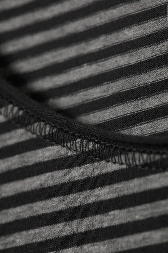 Long Sleeve Cotton Top – Black & Grey Stripes Long Sleeve Cotton Top – Black & Grey Stripes
