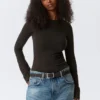 Long Sleeve Cotton Top – Dark Brown Long Sleeve Cotton Top – Dark Brown