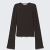 Long Sleeve Cotton Top – Dark Brown Long Sleeve Cotton Top – Dark Brown