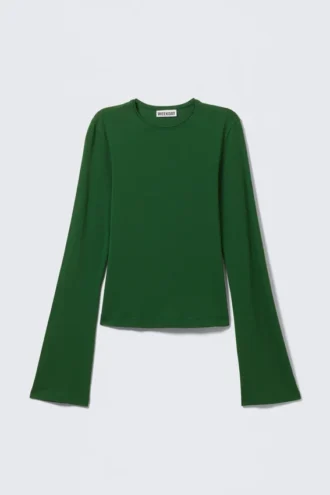 Long Sleeve Cotton Top – Dark Green
