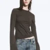 Long Sleeve Cotton Top – Dark Grey Stripe Long Sleeve Cotton Top – Dark Grey Stripe