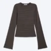 Long Sleeve Cotton Top – Dark Grey Stripe Long Sleeve Cotton Top – Dark Grey Stripe