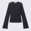 Long Sleeve Cotton Top – Striped Dark Blue Long Sleeve Cotton Top – Striped Dark Blue