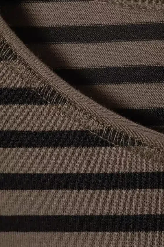 Long Sleeve Cotton Top – Striped Dark Brown Long Sleeve Cotton Top – Striped Dark Brown