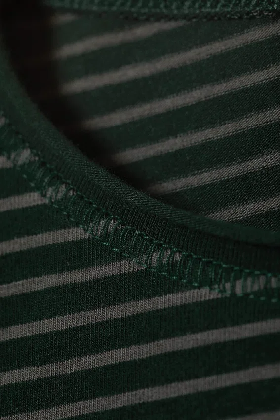 Long Sleeve Cotton Top – Striped Dark Green Long Sleeve Cotton Top – Striped Dark Green