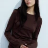 Long Sleeve Cotton Top – Striped Dark Red Long Sleeve Cotton Top – Striped Dark Red