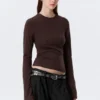 Long Sleeve Cotton Top – Striped Dark Red Long Sleeve Cotton Top – Striped Dark Red