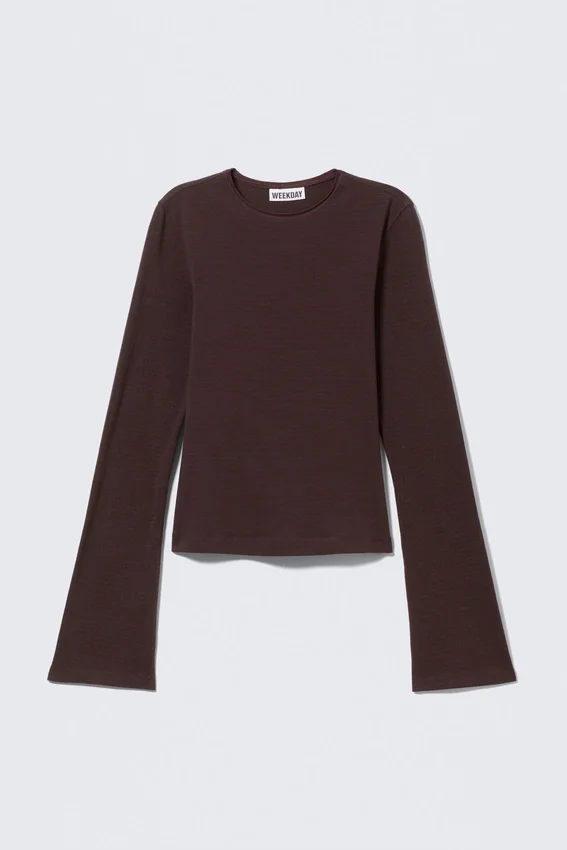 Long Sleeve Cotton Top – Striped Dark Red Long Sleeve Cotton Top – Striped Dark Red