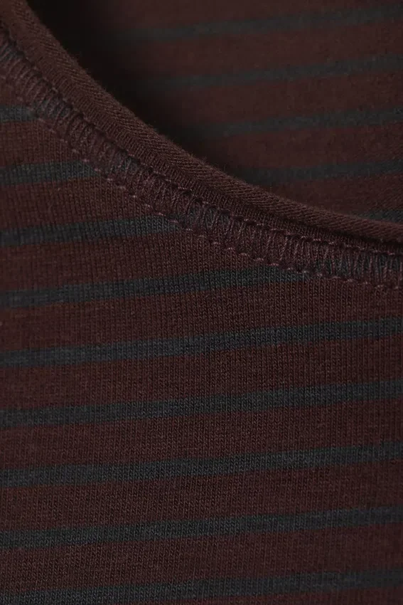 Long Sleeve Cotton Top – Striped Dark Red Long Sleeve Cotton Top – Striped Dark Red