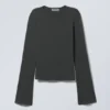 Long Sleeve Cotton Top – Washed Black Long Sleeve Cotton Top – Washed Black