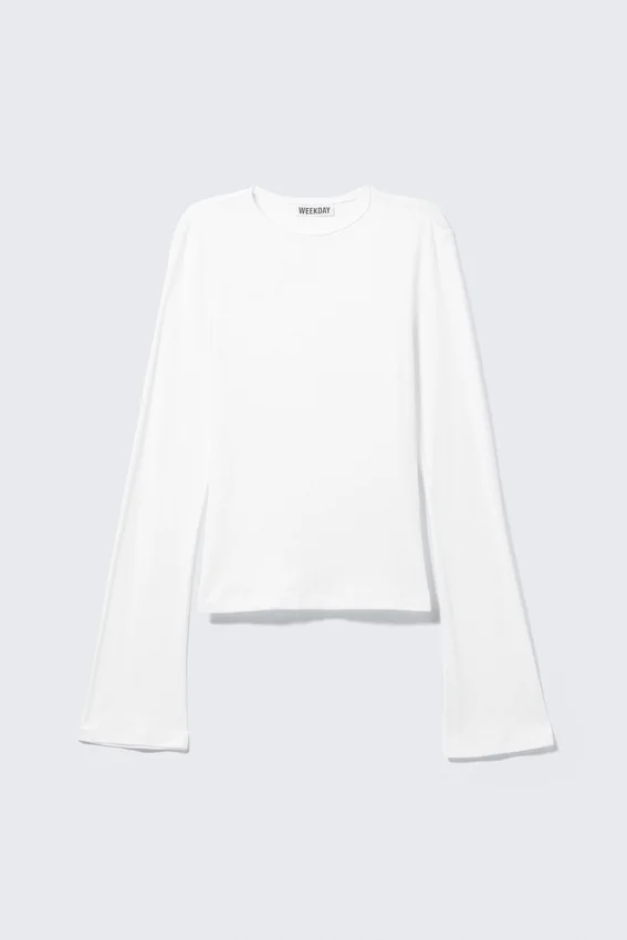 Long Sleeve Cotton Top – White Long Sleeve Cotton Top – White