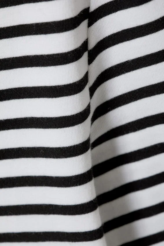Long Sleeve Cotton Top – White – Black Stripes Long Sleeve Cotton Top – White – Black Stripes
