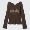 Long-Sleeve Flare Top – Brown Long-Sleeve Flare Top – Brown