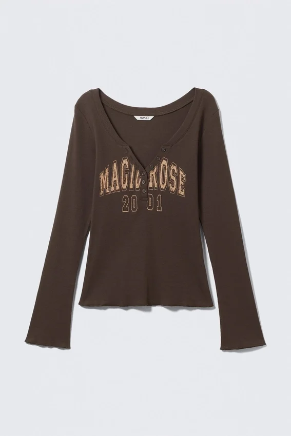 Long-Sleeve Flare Top – Brown Long-Sleeve Flare Top – Brown