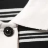 Long Sleeve Rugby Polo Top – Black & White Stripes Long Sleeve Rugby Polo Top – Black & White Stripes