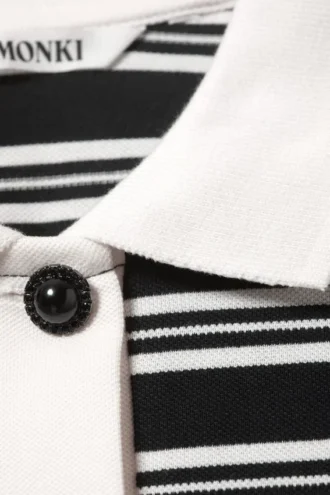 Long Sleeve Rugby Polo Top – Black & White Stripes