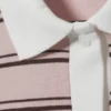 Long Sleeve Rugby Polo Top – Light Pink – Brown Stripes Long Sleeve Rugby Polo Top – Light Pink – Brown Stripes