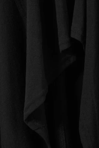 Long-Sleeved Asymmetric Midi Dress – Black