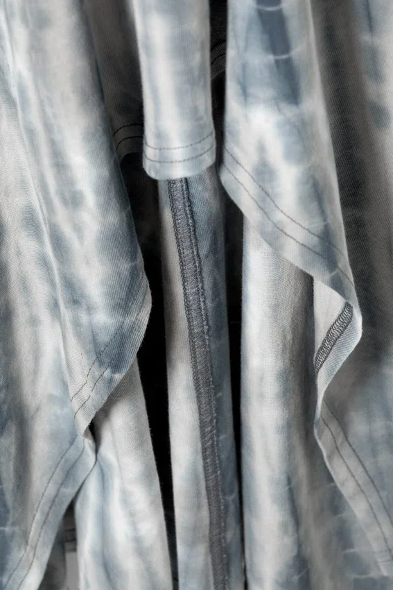Long-Sleeved Asymmetric Midi Dress – Dark Green – Tie-Dye Long-Sleeved Asymmetric Midi Dress – Dark Green – Tie-Dye