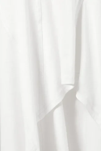 Long-Sleeved Asymmetric Midi Dress – White