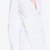 Long-Sleeved Asymmetric Mini Shirt Dress – White Long-Sleeved Asymmetric Mini Shirt Dress – White