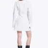 Long-Sleeved Asymmetric Mini Shirt Dress – White Long-Sleeved Asymmetric Mini Shirt Dress – White