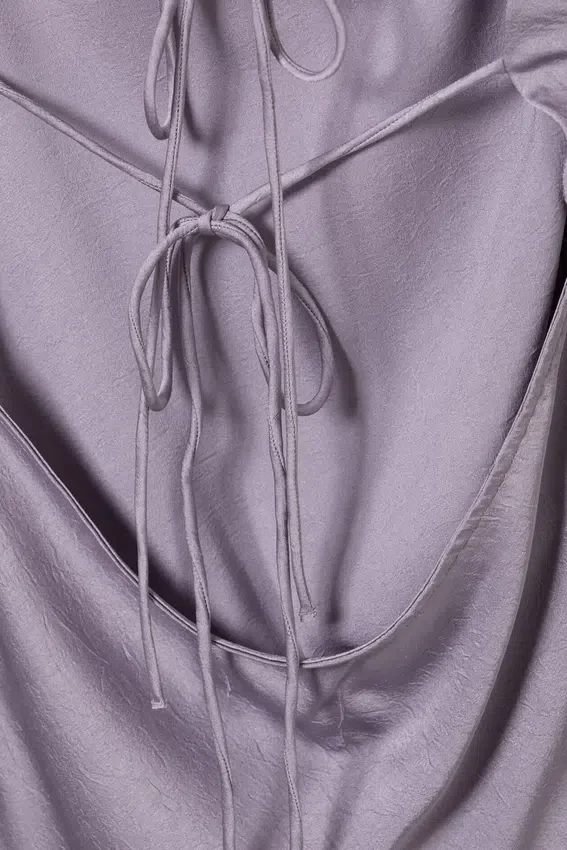 Long-Sleeved Asymmetric Satin Mini Dress – Lilac Long-Sleeved Asymmetric Satin Mini Dress – Lilac