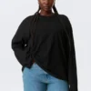 Long-Sleeved Boxy Cotton T-Shirt – Black Long-Sleeved Boxy Cotton T-Shirt – Black