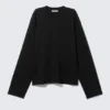 Long-Sleeved Boxy Cotton T-Shirt – Black Long-Sleeved Boxy Cotton T-Shirt – Black
