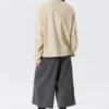 Long-Sleeved Boxy Cotton T-Shirt – Light Beige Long-Sleeved Boxy Cotton T-Shirt – Light Beige