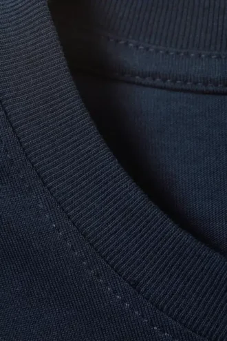 Long-Sleeved Boxy Cotton T-Shirt – Navy Blue