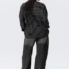 Long-Sleeved Boxy Cotton T-Shirt – Striped Black Long-Sleeved Boxy Cotton T-Shirt – Striped Black