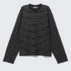 Long-Sleeved Boxy Cotton T-Shirt – Striped Black Long-Sleeved Boxy Cotton T-Shirt – Striped Black