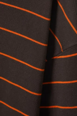 Long-Sleeved Boxy Cotton T-Shirt – Striped Dark Brown