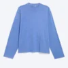 Long-Sleeved Boxy Cotton T-Shirt – Washed Blue Long-Sleeved Boxy Cotton T-Shirt – Washed Blue