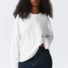 Long-Sleeved Boxy Cotton T-Shirt – White Long-Sleeved Boxy Cotton T-Shirt – White