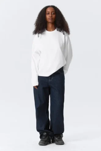 Long-Sleeved Boxy Cotton T-Shirt – White