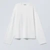 Long-Sleeved Boxy Cotton T-Shirt – White Long-Sleeved Boxy Cotton T-Shirt – White