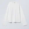 Long-Sleeved Boxy Cotton T-Shirt – White Long-Sleeved Boxy Cotton T-Shirt – White