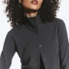 Long-Sleeved Buttoned Shirt – Dark Grey Melange Long-Sleeved Buttoned Shirt – Dark Grey Melange