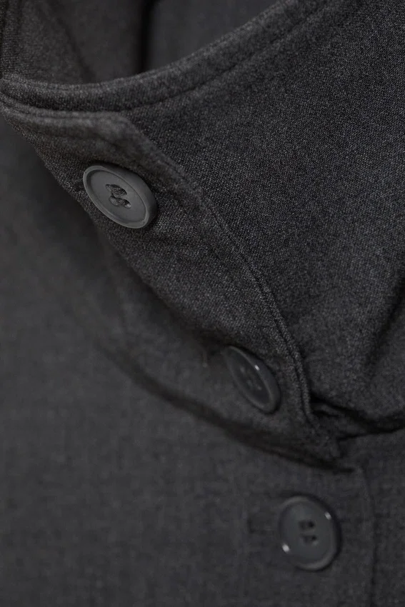 Long-Sleeved Buttoned Shirt – Dark Grey Melange Long-Sleeved Buttoned Shirt – Dark Grey Melange
