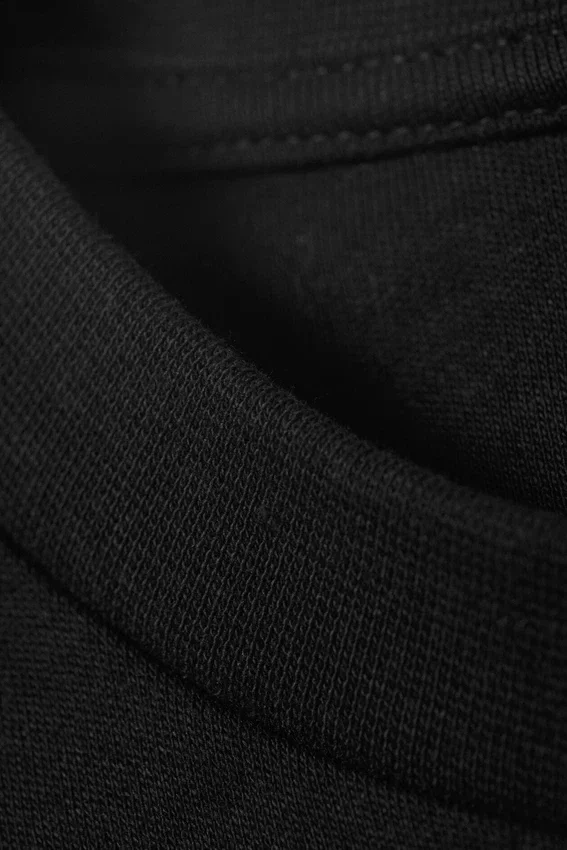 Long-Sleeved Cotton Mini Dress – Black Long-Sleeved Cotton Mini Dress – Black