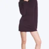 Long-Sleeved Cotton Mini Dress – Dark Plum Long-Sleeved Cotton Mini Dress – Dark Plum